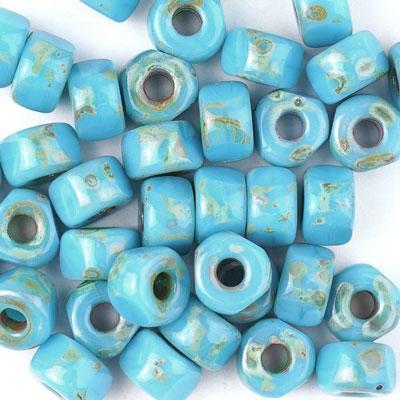 MTB02C-63030-86805 Turquoise Blue Dark Travertine 3 Cut 2/0 Matubo Czech Glass Seed Beads