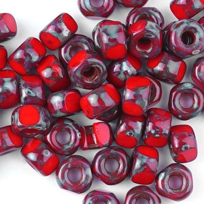 MTB02C-93200-86805 Red Dark Travertine 3 Cut 2/0 Matubo Czech Glass Seed Beads