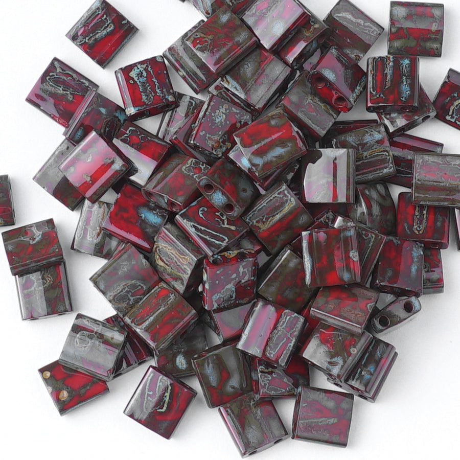 TL4521-TB Picasso Opaque Red Miyuki Tila Beads Tube - Goody Beads