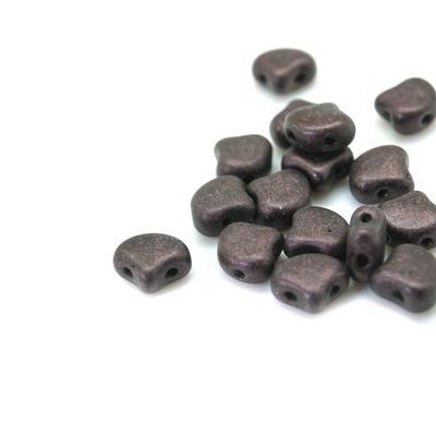 Metallic Suede Dark Plum Matubo Ginkgo Two Hole Czech Seed Beads Tube - Goody Beads