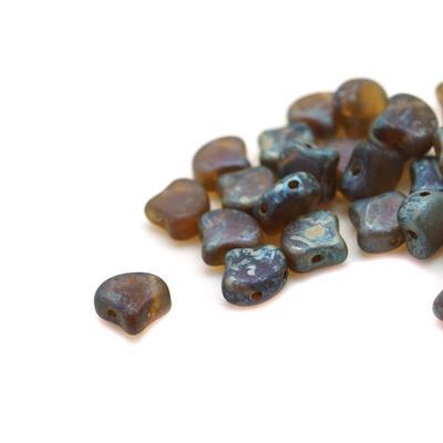 Matte Smoky Topaz Rembrandt Matubo Ginkgo Two Hole Czech Seed Beads Tube - Goody Beads