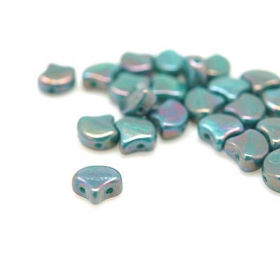 Nebula Opaque Turquoise Matubo Ginkgo Two Hole Czech Seed Beads Tube - Goody Beads