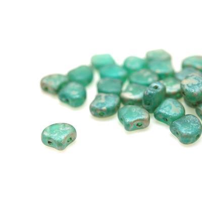 Matte Aquamarine Rembrandt Matubo Ginkgo Two Hole Czech Seed Beads Tube - Goody Beads