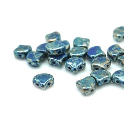 Opaque Blue Rembrandt Matubo Ginkgo Two Hole Czech Seed Beads Tube - Goody Beads