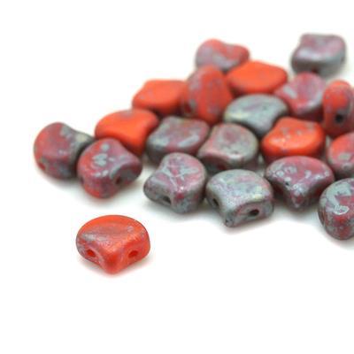 Matte Opaque Light Red Rembrandt Matubo Ginkgo Two Hole Czech Seed Beads Tube - Goody Beads