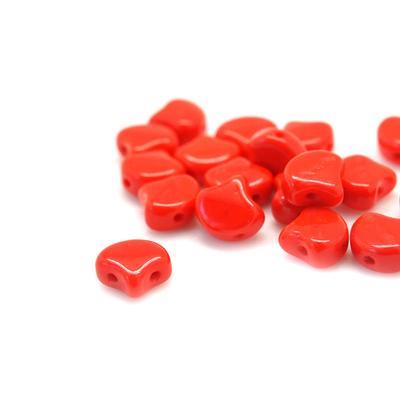 Opaque Red Matubo Ginkgo Two Hole Czech Seed Beads Tube - Goody Beads