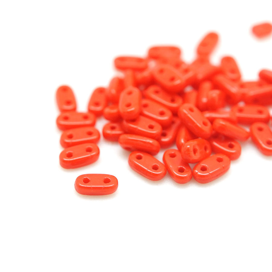 6mm Opaque Red Two Hole Bar Czech Beads by CzechMates - Goody Beads