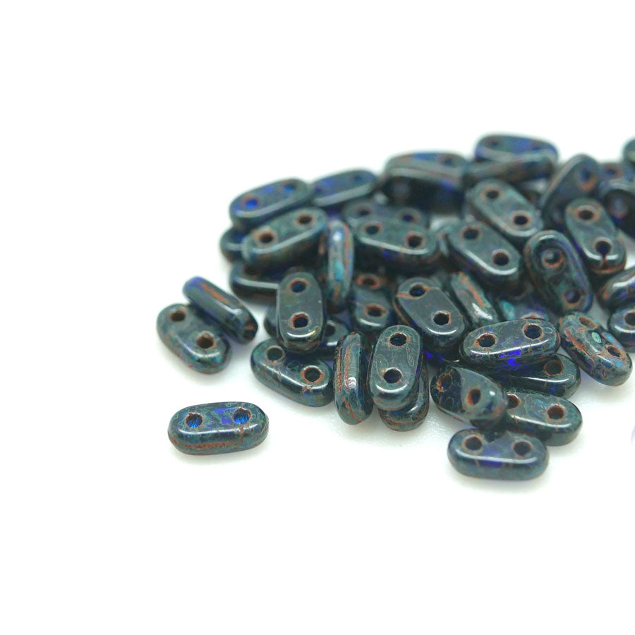 6mm Cobalt Picasso Two Hole Bar Czech Beads by CzechMates - Goody Beads