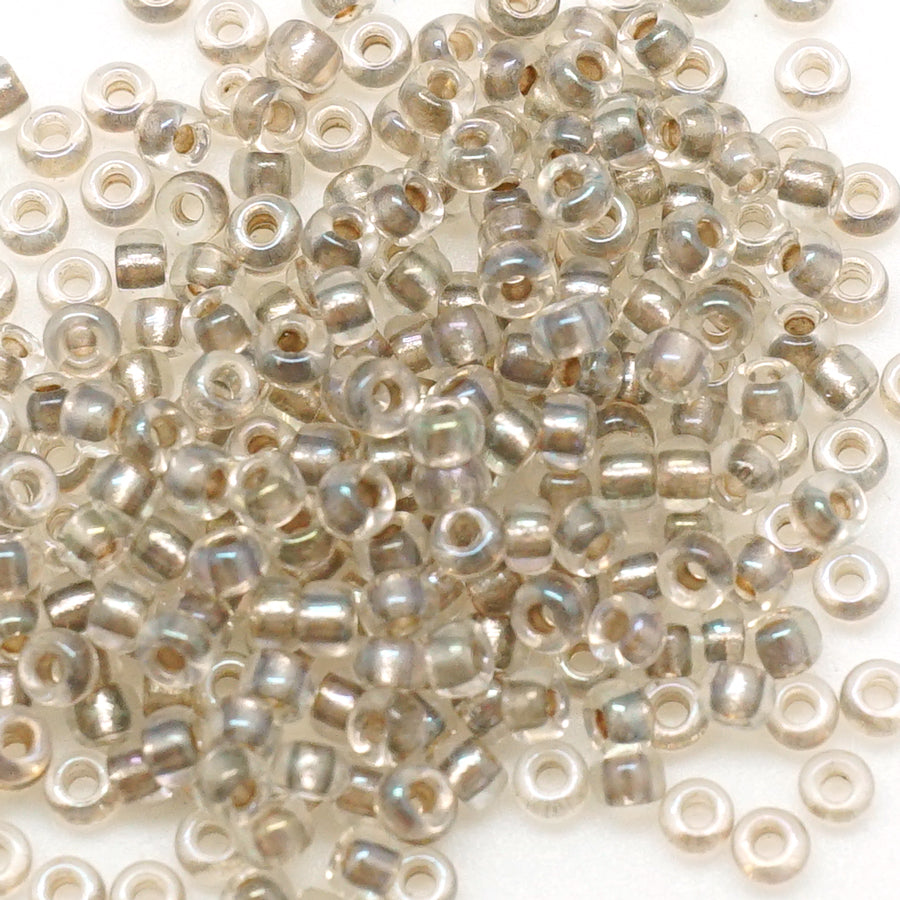 8-92195 Taupe Lined Crystal AB 8/0 Seed Beads Tube - Goody Beads