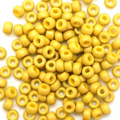 6-94692 Frost Opaque Glaze Rainbow Yellow 6/0 Round Seed Beads Tube - Goody Beads