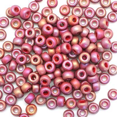 6-94696 Frost Opaque Glaze Rainbow Dark Red 6/0 Round Seed Beads Tube - Goody Beads