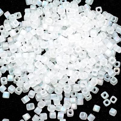 SB18-131FR Matte Crystal AB 1.8mm Miyuki Cube Seed Beads Tube - Goody Beads