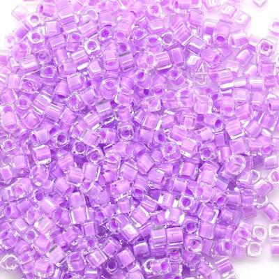 SB18-222 Orchid Lined Crystal 1.8mm Miyuki Cube Seed Beads Tube - Goody Beads