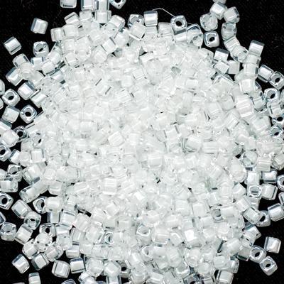 SB18-1104 White Lined Crystal 1.8mm Miyuki Cube Seed Beads Tube - Goody Beads