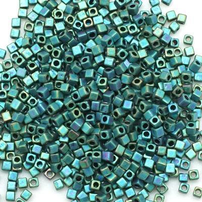 SB18-2064 Matte Metallic Blue Green 1.8mm Miyuki Cube Seed Beads Tube - Goody Beads