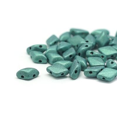 8x5mm Metallic Suede Light Green GemDuo 2-Hole Czech Beads Tube - Goody Beads