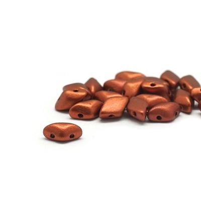 8x5mm Matte Metallic Antique Copper GemDuo 2-Hole Czech Beads Tube - Goody Beads