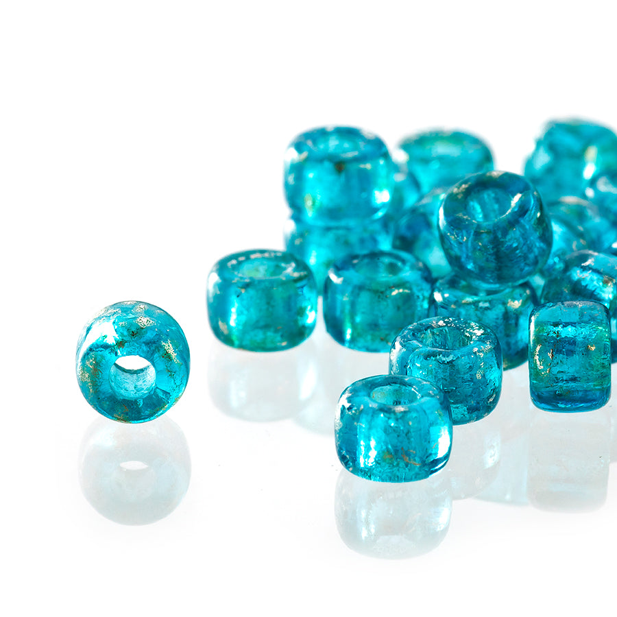 Matubo 3 Cut 6/0 Czech Glass Seed Beads in Aquamarine-Silver Picasso 393-06-TE6002 - 1 Tube - Goody Beads