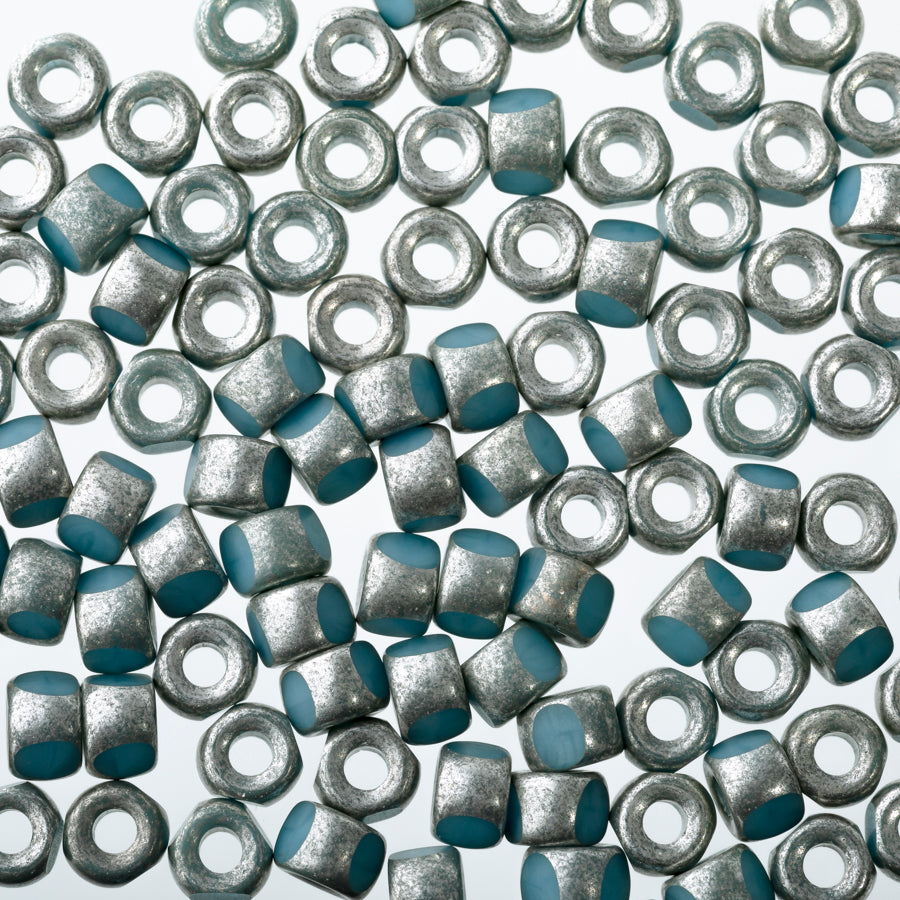 Matubo 3 Cut 6/0 Czech Glass Seed Beads in Silver Luster Blue Turquoise 393-06-SV6303 - 1 Tube