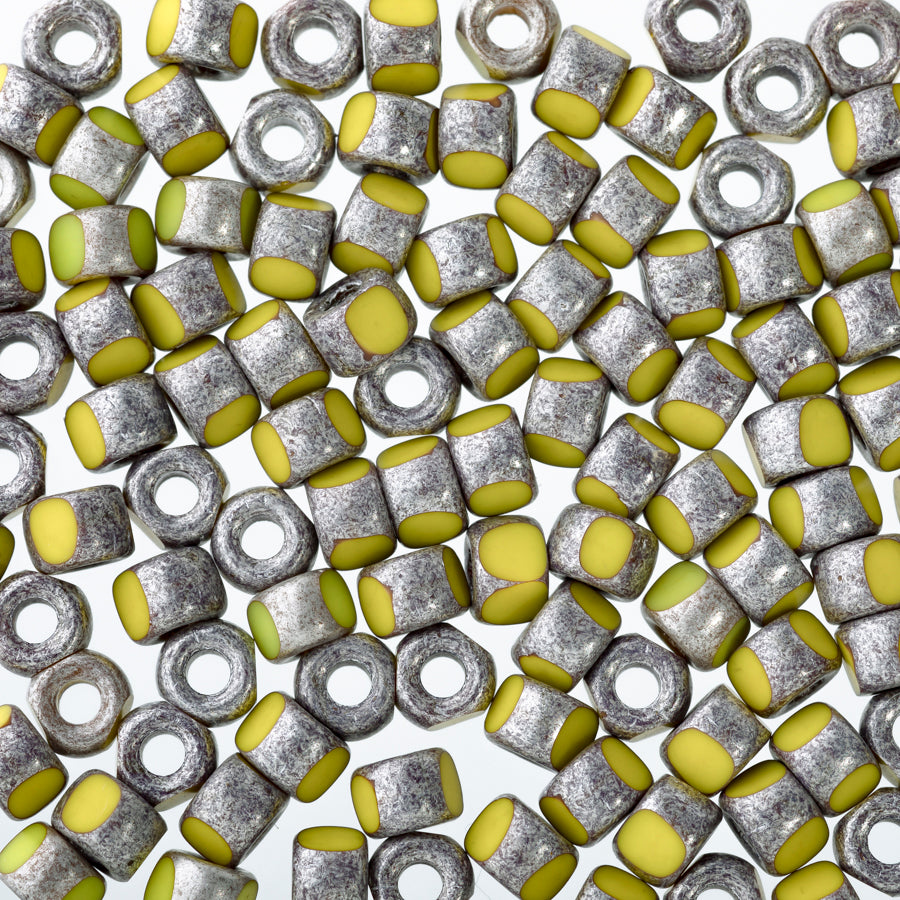 Matubo 3 Cut 6/0 Czech Glass Seed Beads in Silver Luster Opaque Yellow 393-06-SV8312 - 1 Tube