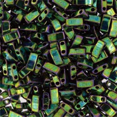 TLH468-TB Metallic Green Iris Miyuki 1/2 Cut Tila Beads Tube - Goody Beads