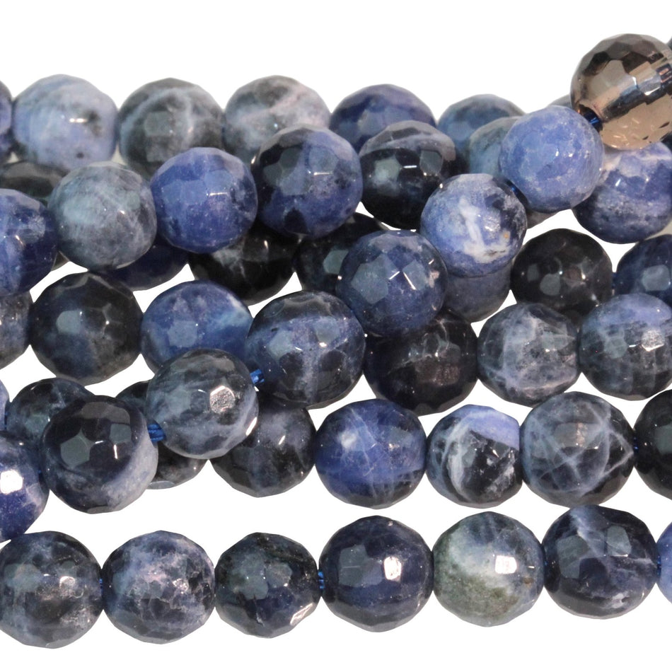 Sodalite 6mm Faceted Round 15-16 Inch