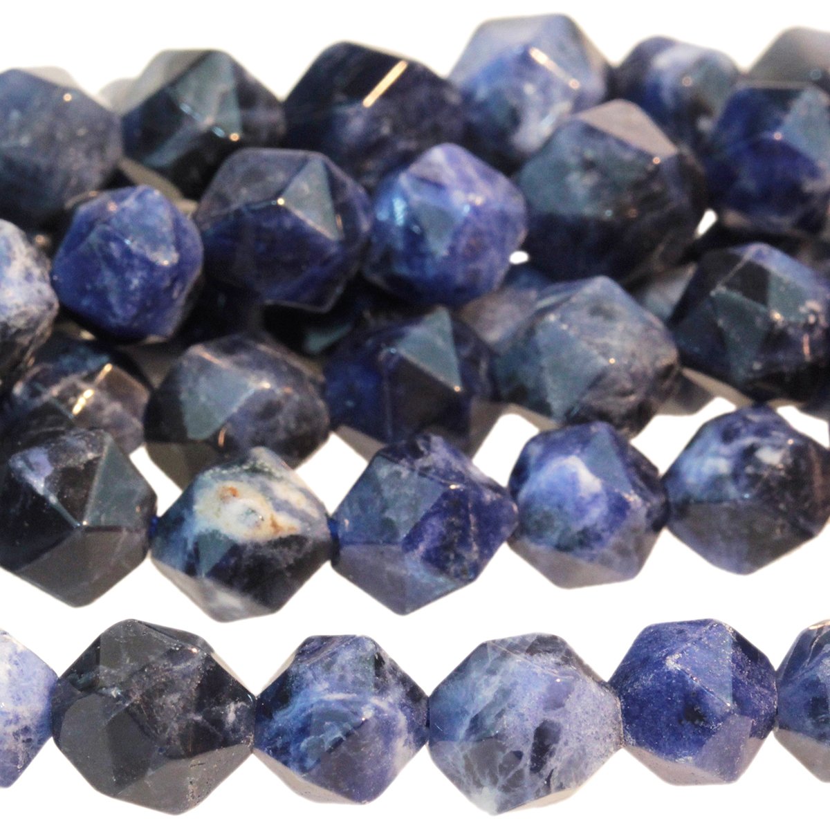 Sodalite 8mm Star Cut Round 15-16 Inch