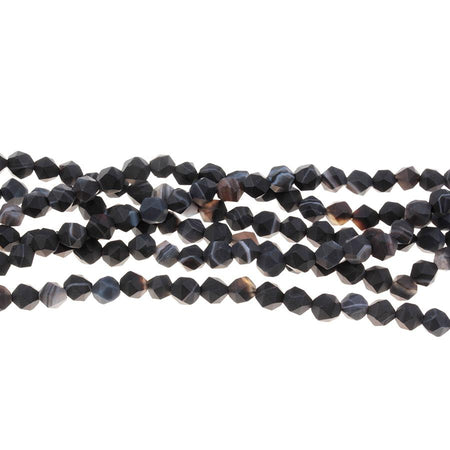 MATTE Sardonyx 6mm Star Cut Round 15-16 Inch