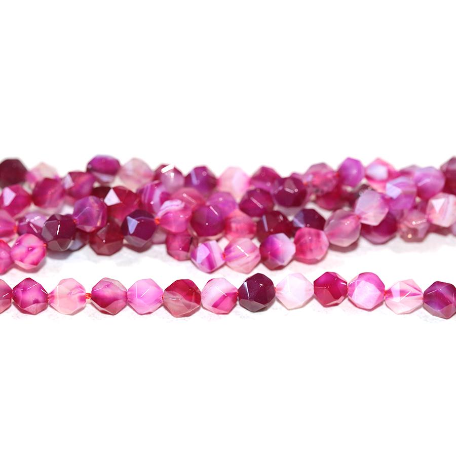 Pink Sardonyx (dyed) 6mm Star Cut Round 15-16 Inch