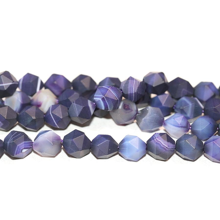 MATTE Purple Sardonyx (dyed) 8mm Star Cut Round 15-16 Inch