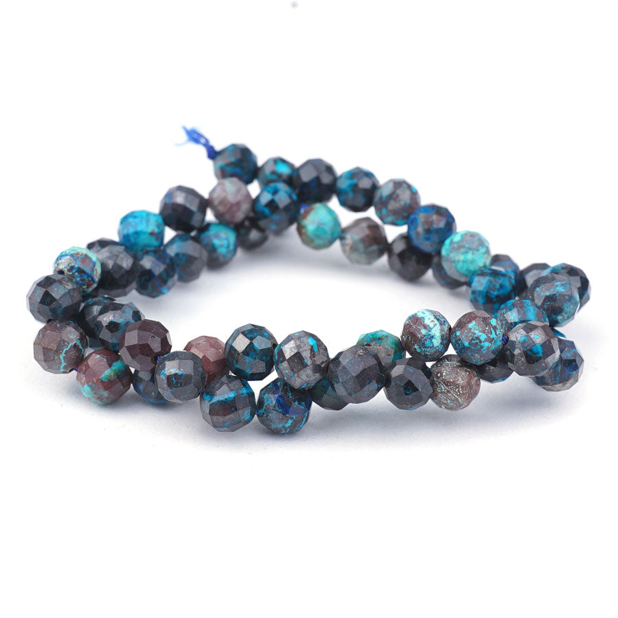 7mm Shattuckite Natural Faceted Round - 15-16 Inch - Goody Beads