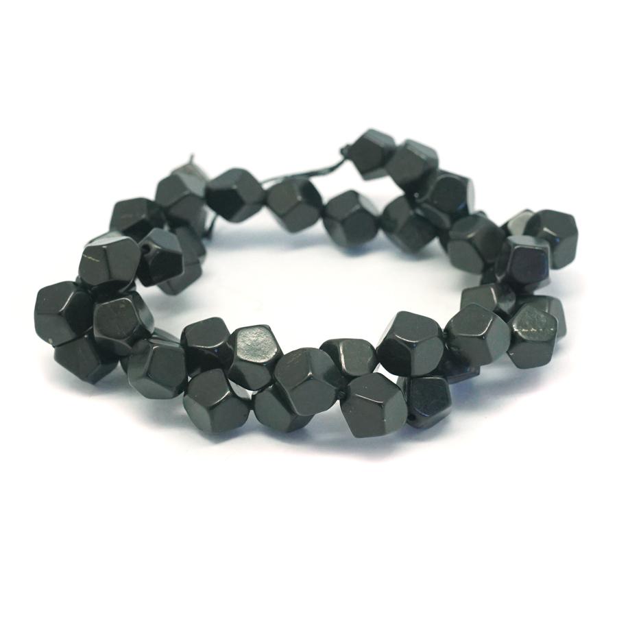 Shungite 10mm Faceted Nugget 15-16 Inch