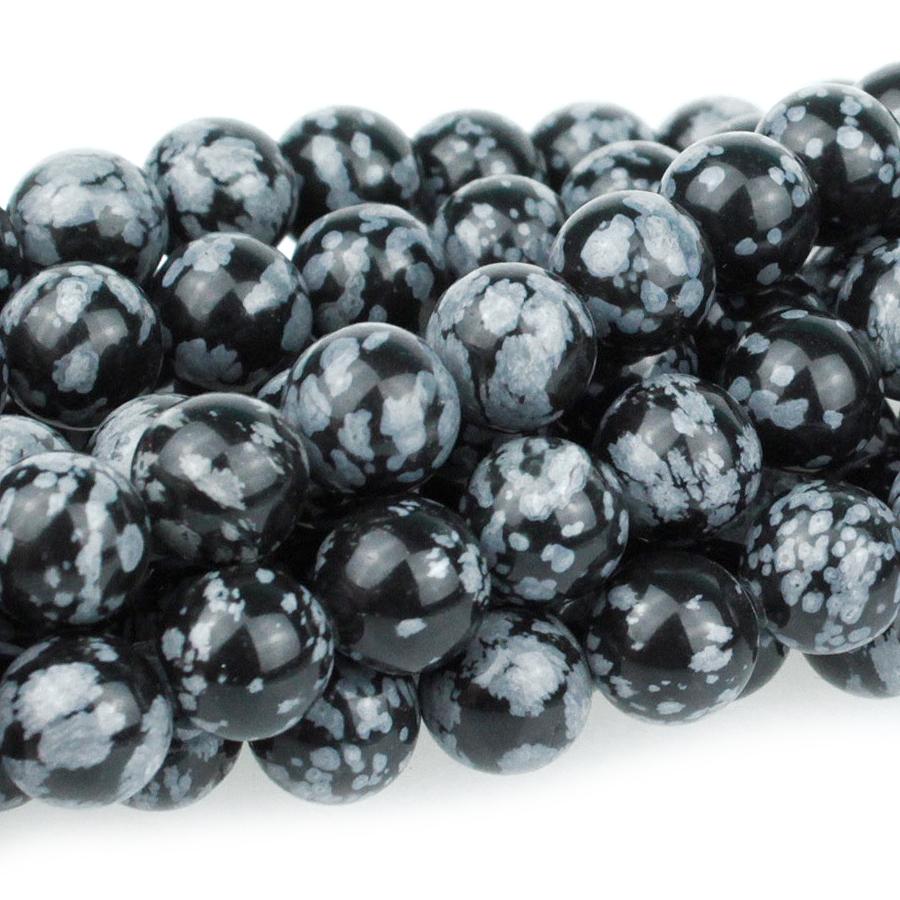 Snowflake Obsidian 10mm Round 8-Inch - Goody Beads