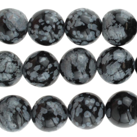 Snowflake Obsidian 10mm Round 8-Inch - Goody Beads