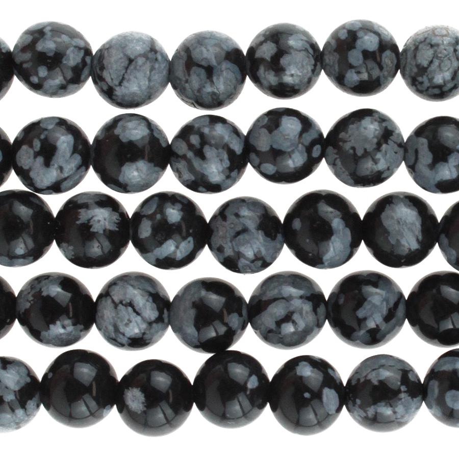 Snowflake Obsidian 6mm Round 8-Inch - Goody Beads