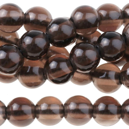 Smoky Quartz 8mm Round Large Hole 8-Inch