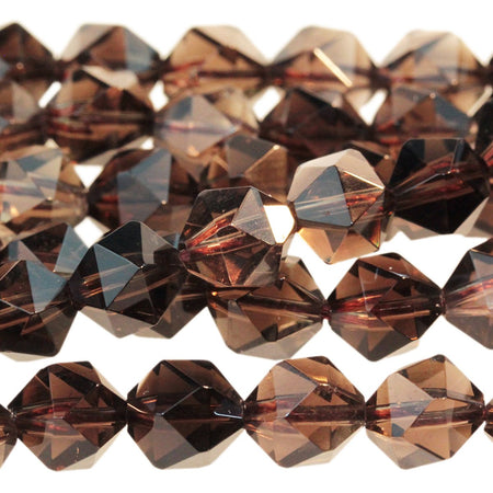 Smoky Quartz 8mm Star Cut Round 15-16 Inch