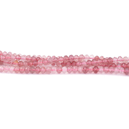 3x4mm Strawberry Quartz Natural Diamond Cut Rondelle - Limited Editions - Goody Beads