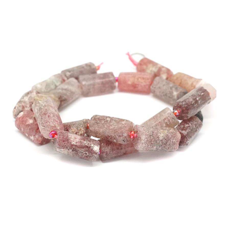 Strawberry Quartz Matte 8x15mm Tube - 15-16 Inch