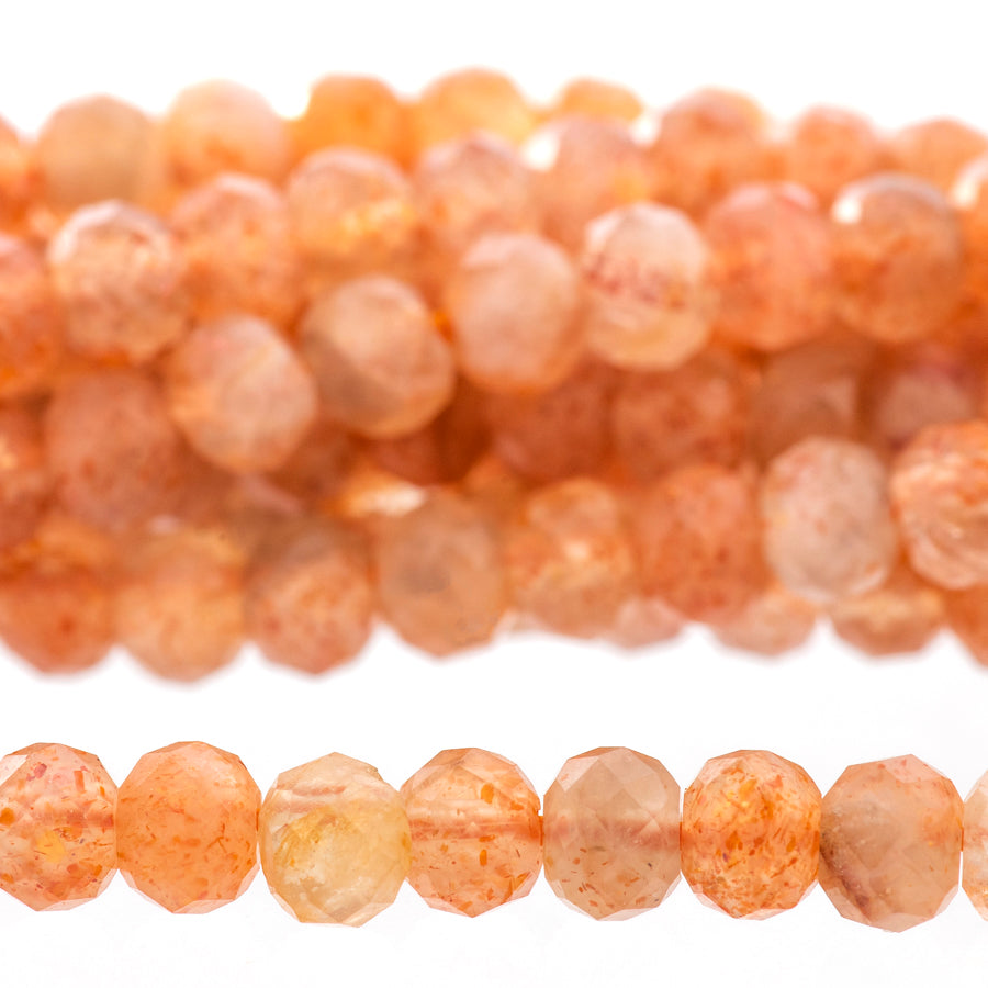 Golden Sunstone 4mm Rondelle Faceted - 15-16 Inch - Goody Beads