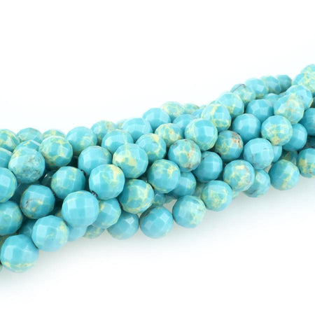 Turquoise-Blue Impression Jasper 6mm Faceted Round 15-16 Inch (Dyed)