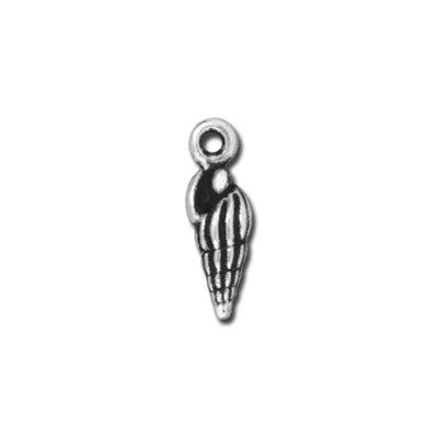 14mm Antique Silver Small Spindle Shell Charm by TierraCast - Goody Beads