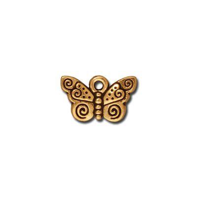 9mm Spiral Butterfly Gold Pewter Charm by Tierracast - Goody Beads