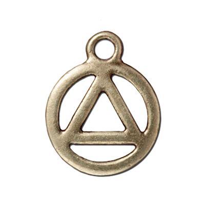 19mm Brass Oxide Recovery Symbol Charm by TierraCast - Goody Beads