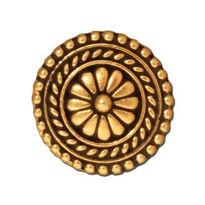 18mm Antique Gold Large Bali Button by TierraCast - Goody Beads