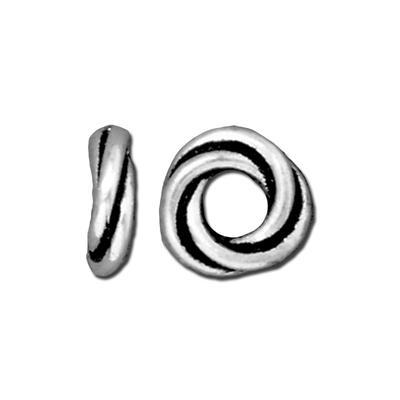 8mm Antique Silver Twisted Large Hole Spacer by TierraCast - Goody Beads