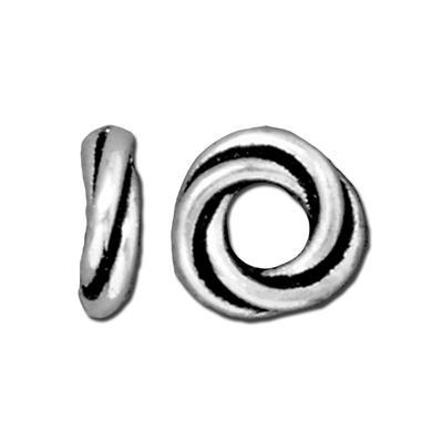 10mm Antique Silver Twist Large Hole Spacer by TierraCast - Goody Beads