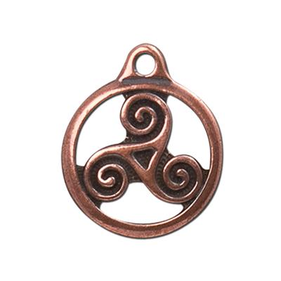 19.4mm Antique Copper Small Round Triskele Charm by TierraCast - Goody Beads