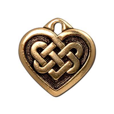 19.25mm Antique Gold Large Celtic Heart Charm by TierraCast - Goody Beads