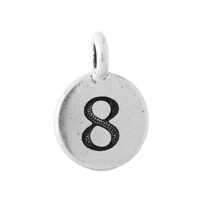 16.6mm Antique Silver Number 8 Pewter Charm by TierraCast - Goody Beads